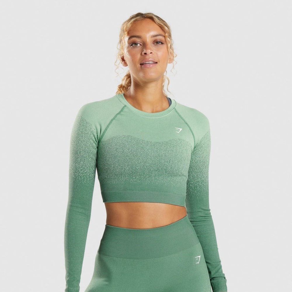 Gymshark Adapt Ombré Seamless Crop Top - Medium - Grass Green